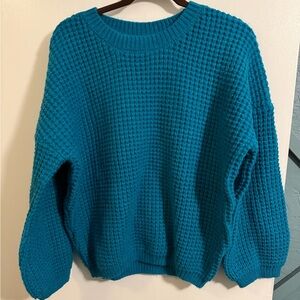 Cozy Teal Waffle Knit Sweater